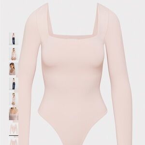 Pink Aritzia Babylon Contour Squareneck Longsleeve Bodysuit